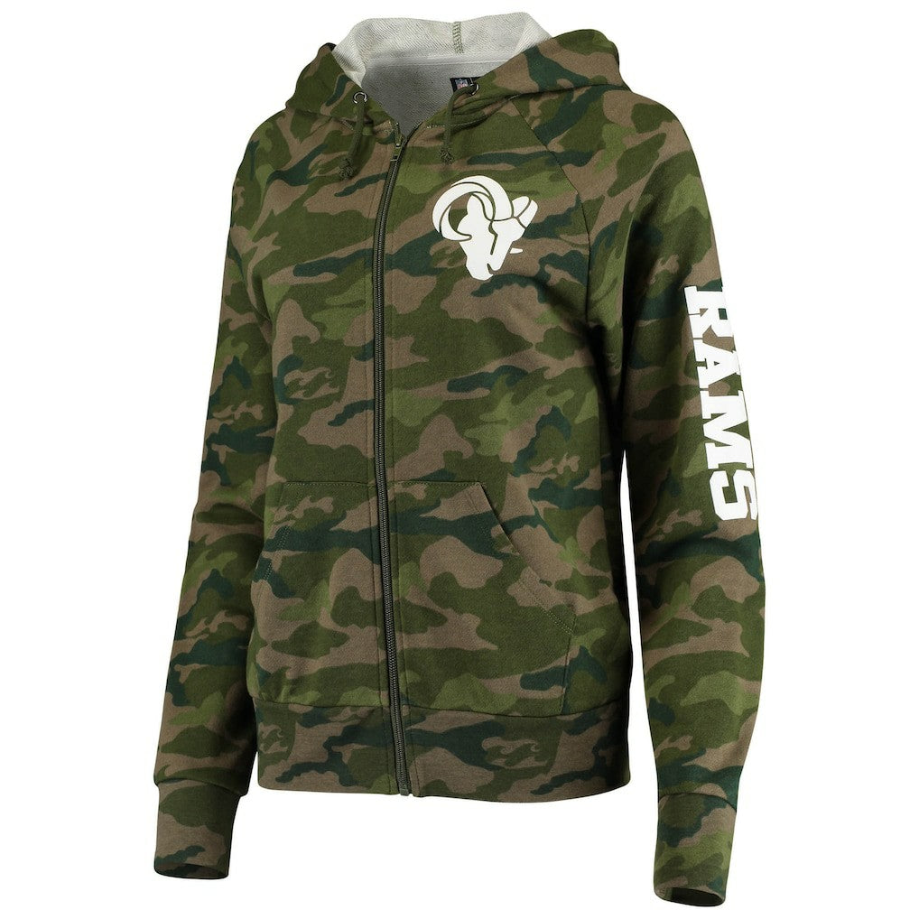 Los Angeles Rams New Era Women's Raglan Full-Zip Hoodie Camo