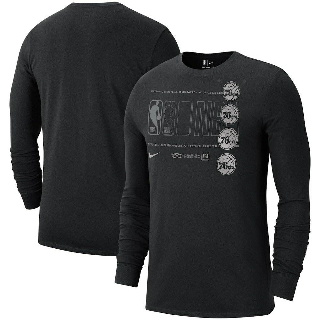 Philadelphia 76ers Courtside Chrome Long Sleeve T-Shirt Black
