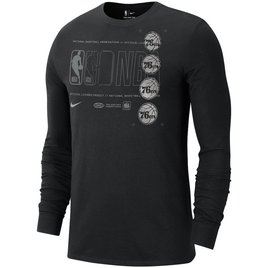 Philadelphia 76ers Courtside Chrome Long Sleeve T-Shirt Black