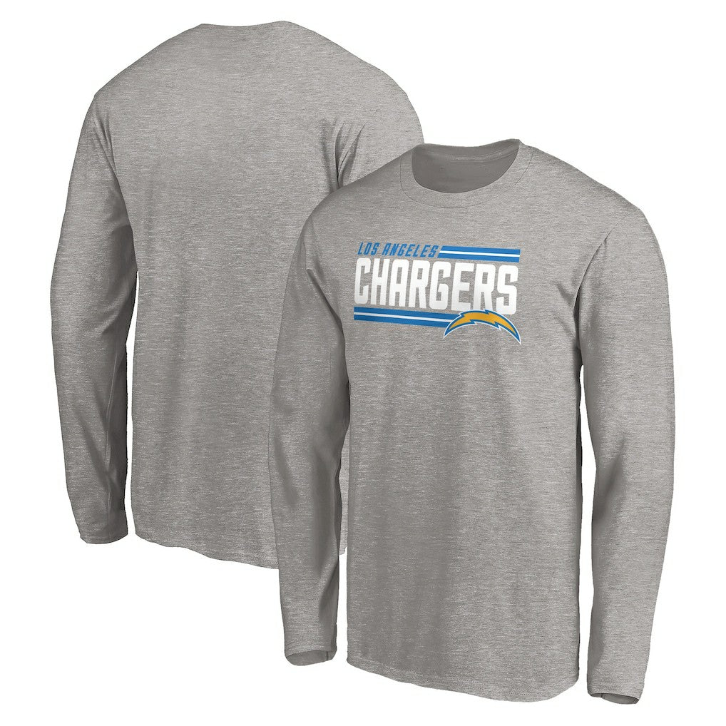 Los Angeles Chargers On Side Stripe Long Sleeve T-Shirt Heathered Gray
