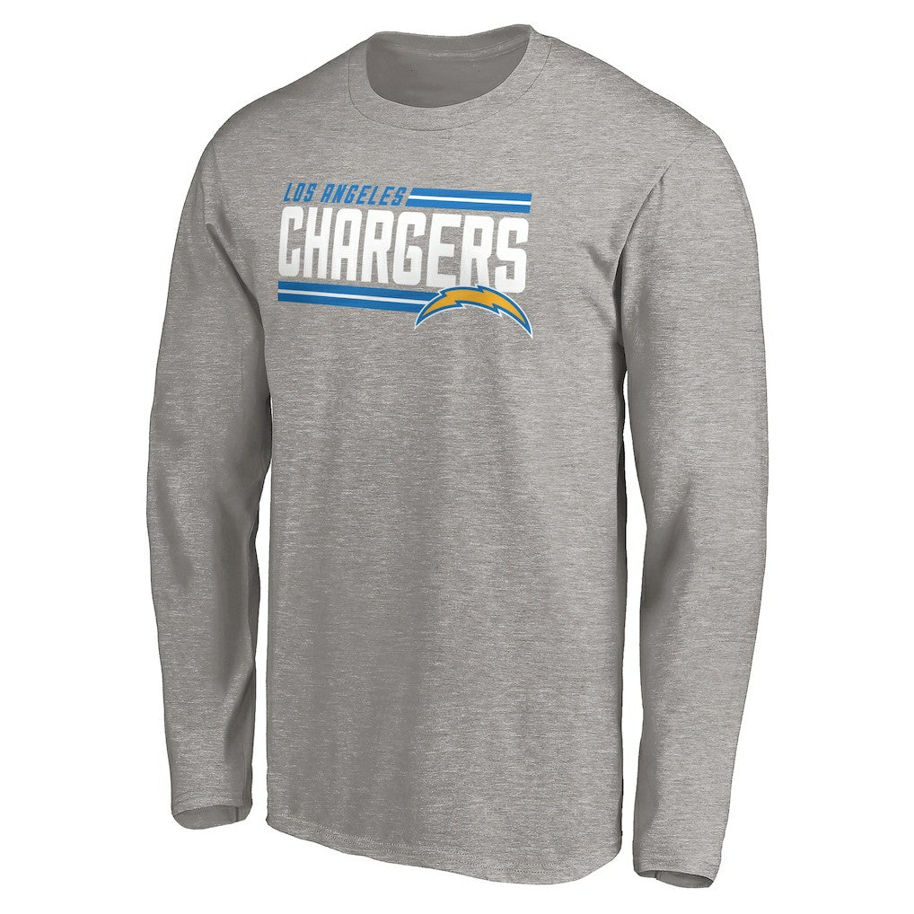 Los Angeles Chargers On Side Stripe Long Sleeve T-Shirt Heathered Gray
