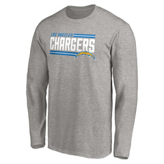 Los Angeles Chargers On Side Stripe Long Sleeve T-Shirt Heathered Gray