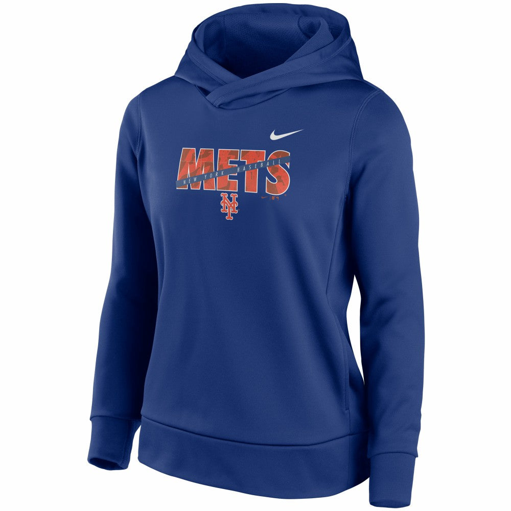 New York Mets Nike Women's Club Angle Performance Pullover Hoodie - Royal Hoodies