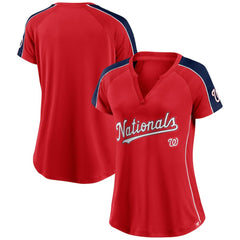 Washington Nationals Fanatics Women's Lineup League Diva Raglan Notch Neck T-Shirt - Red T-shirts