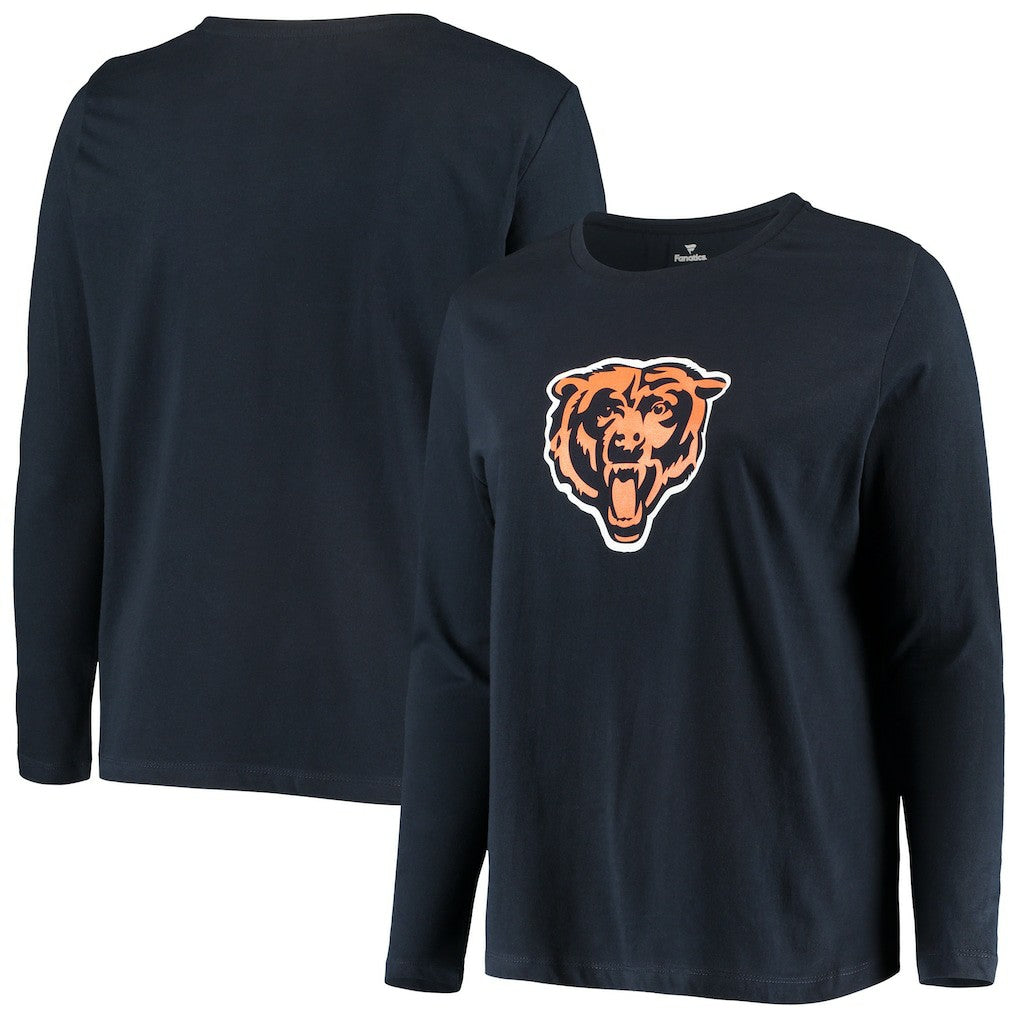 Chicago Bears Women's Plus Size Primary Logo Long Sleeve Scoop Neck T-Shirt Navy