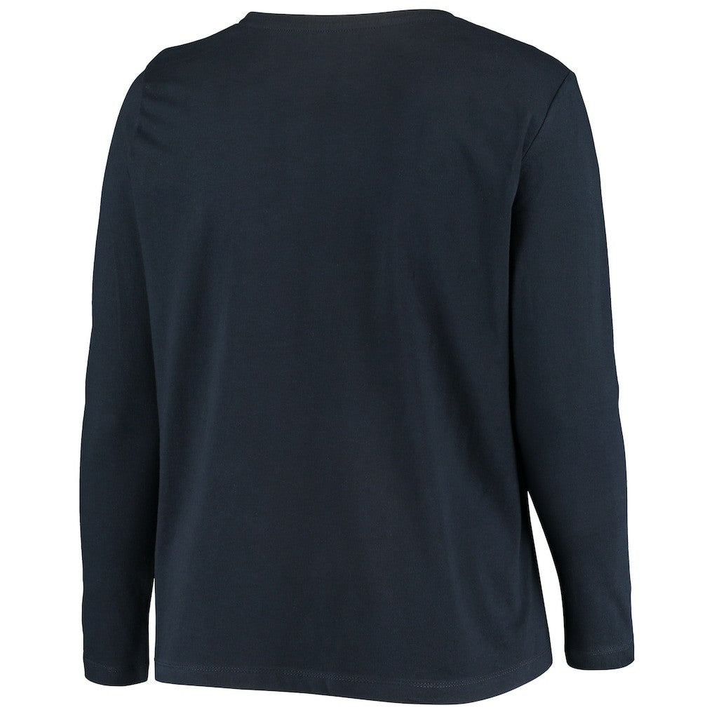 Chicago Bears Women's Plus Size Primary Logo Long Sleeve Scoop Neck T-Shirt Navy