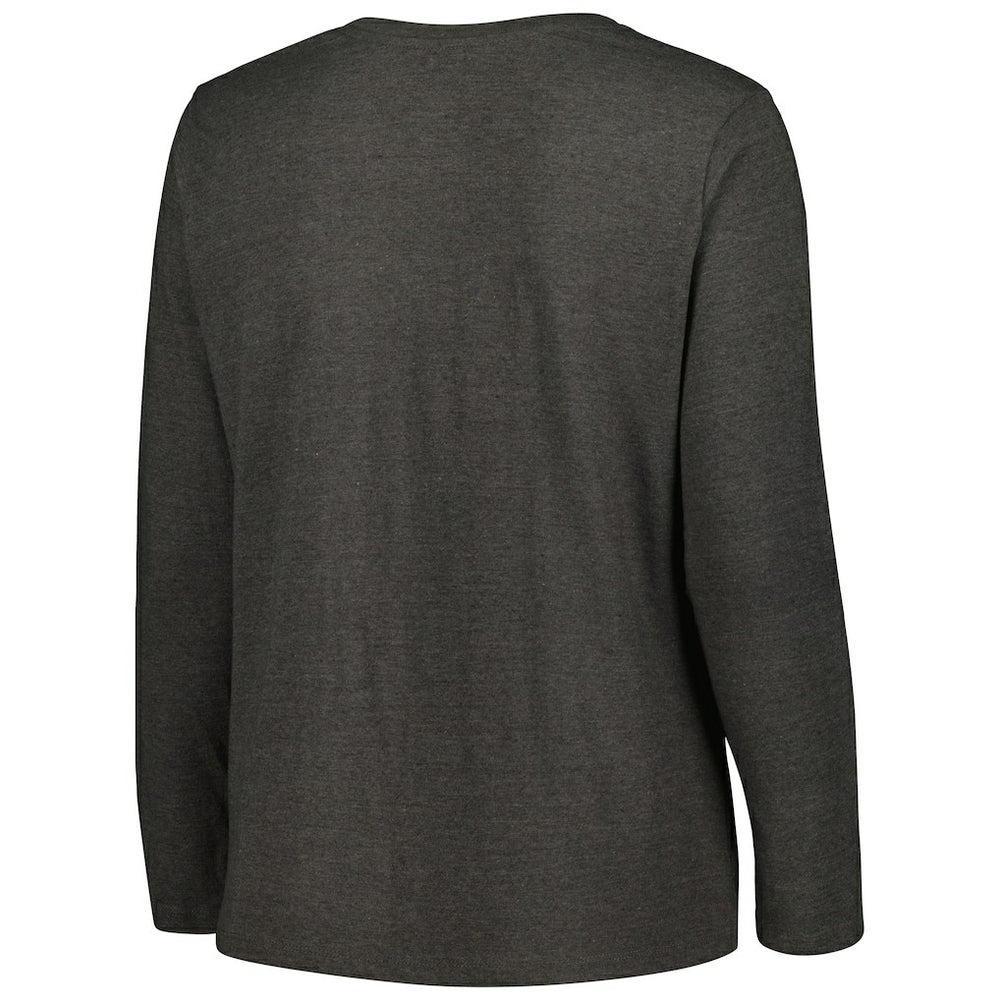 Cleveland Browns Women's Plus Size Primary Logo Long Sleeve Scoop Neck T-Shirt Charcoal