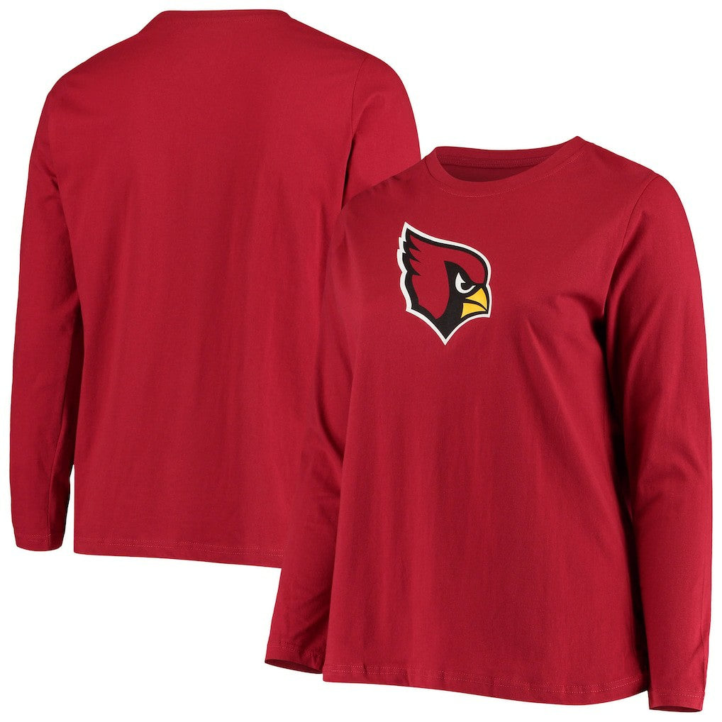 Arizona Cardinals Women's Plus Size Primary Logo Long Sleeve Scoop Neck T-Shirt Cardinal