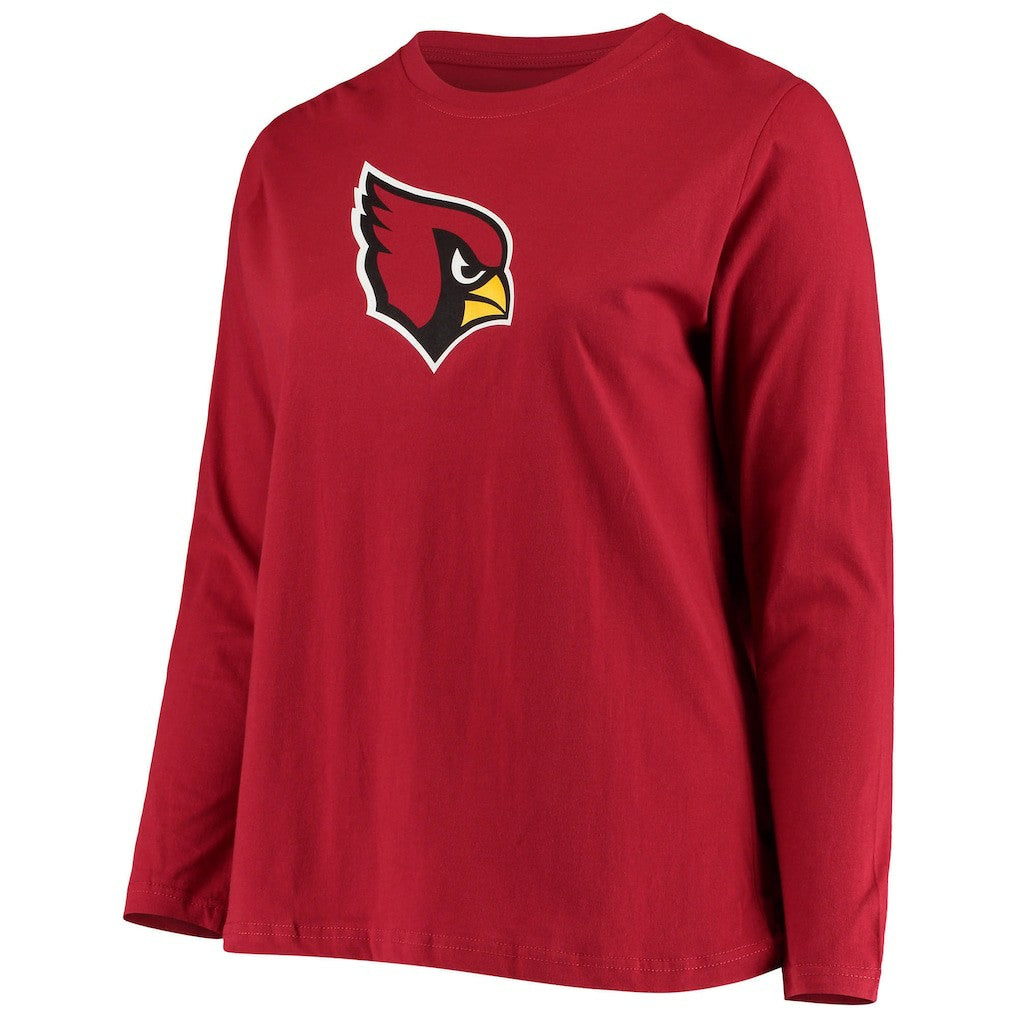 Arizona Cardinals Women's Plus Size Primary Logo Long Sleeve Scoop Neck T-Shirt Cardinal