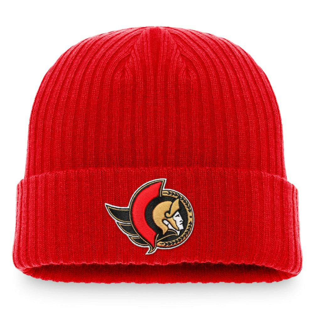 NHL Ottawa Senators Fanatics Core Primary Logo Cuffed Knit Hat - Red
