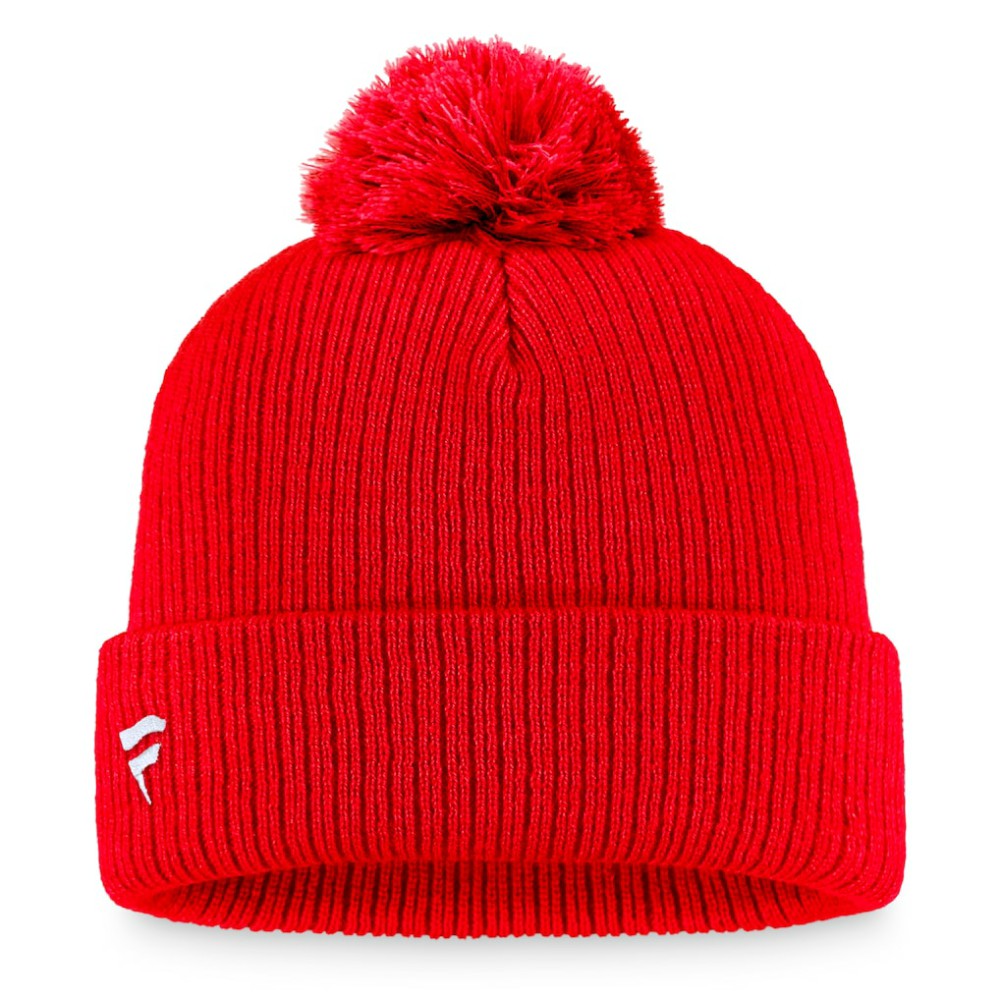 NHL Chicago Blackhawks Fanatics Primary Logo Cuffed Knit Hat with Pom - Red