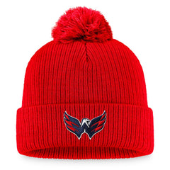 NHL Washington Capitals Fanatics Primary Logo Cuffed Knit Hat with Pom - Red