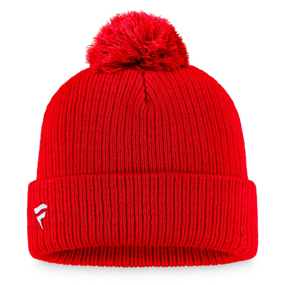 NHL Washington Capitals Fanatics Primary Logo Cuffed Knit Hat with Pom - Red