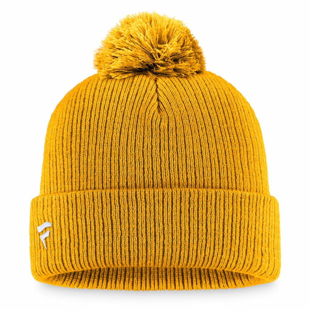NHL Nashville Predators Fanatics Primary Logo Cuffed Knit Hat with Pom - Gold