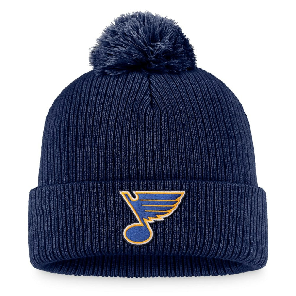 NHL St. Louis Blues Fanatics Primary Logo Cuffed Knit Hat with Pom - Navy