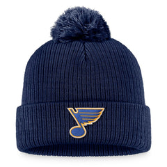 NHL St. Louis Blues Fanatics Primary Logo Cuffed Knit Hat with Pom - Navy