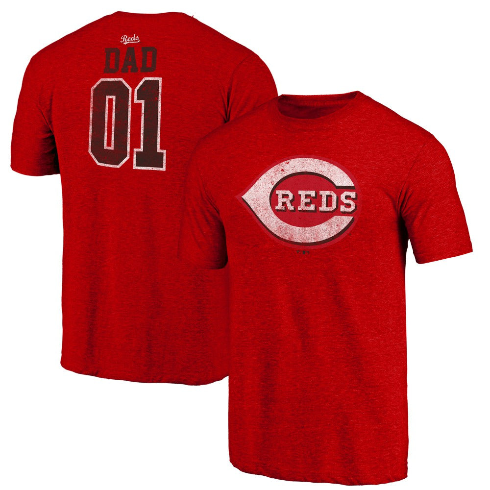 Cincinnati Reds Father's Day Greatest Dad Tri-Blend T-Shirt - Red T-shirts