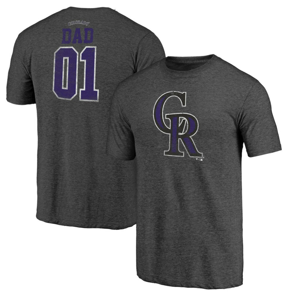 Colorado Rockies Father's Day Greatest Dad Tri-Blend T-Shirt - Black T-shirts