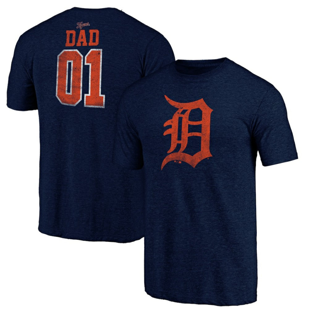 Detroit Tigers Father's Day Greatest Dad Tri-Blend T-Shirt - Navy T-shirts