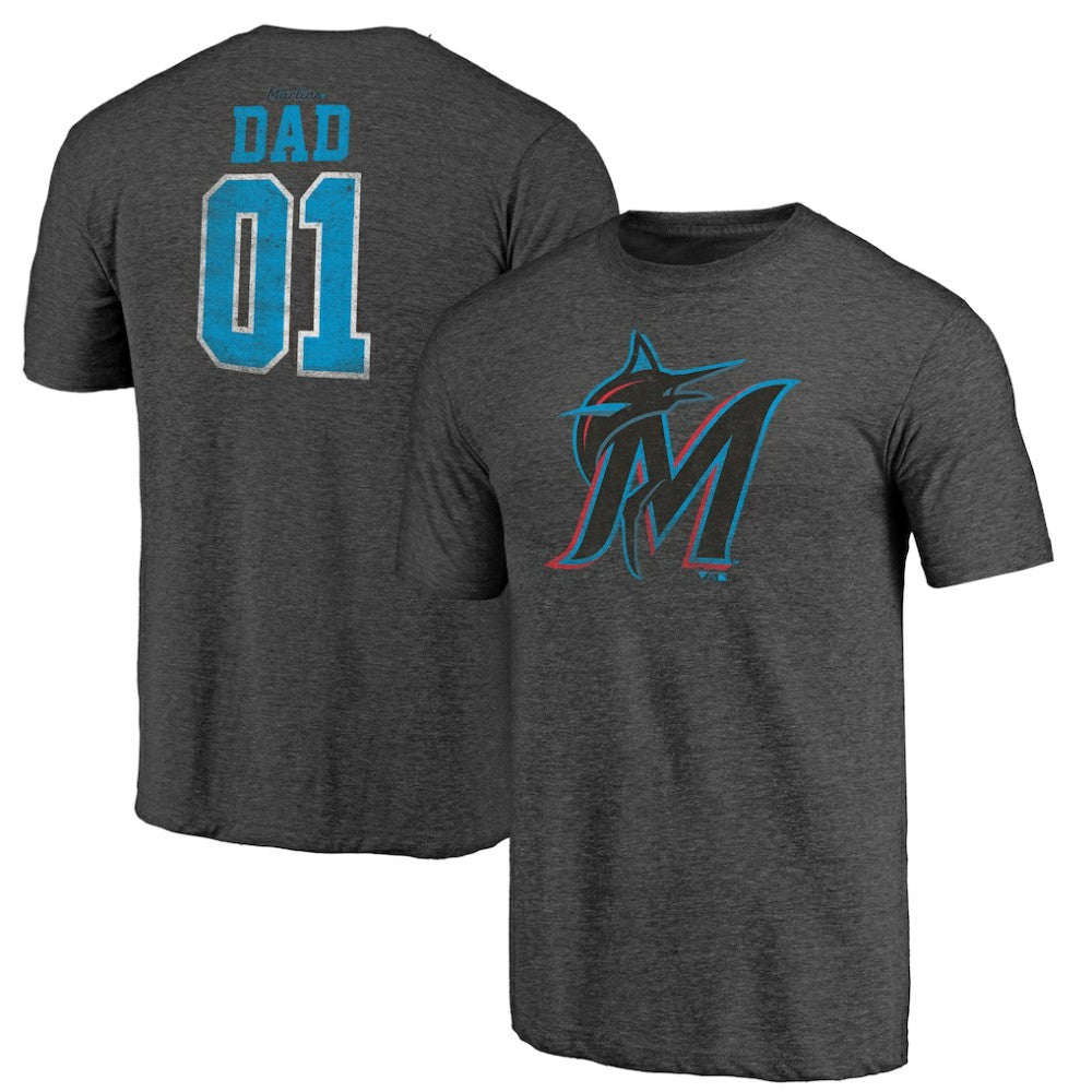 Miami Marlins Father's Day Greatest Dad Tri-Blend T-Shirt - Black T-shirts