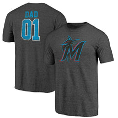 Miami Marlins Father's Day Greatest Dad Tri-Blend T-Shirt - Black T-shirts