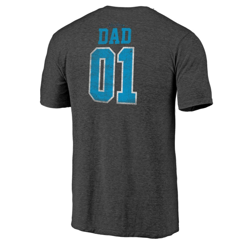 Miami Marlins Father's Day Greatest Dad Tri-Blend T-Shirt - Black T-shirts