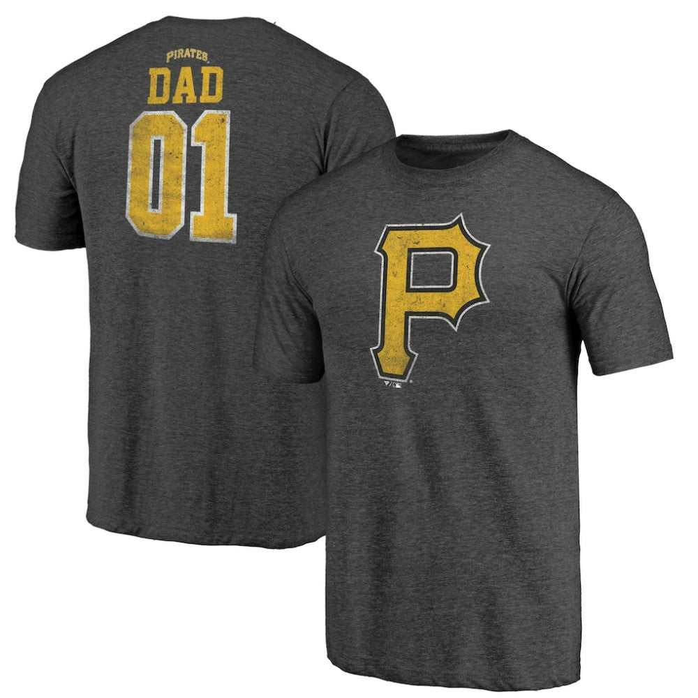 Pittsburgh Pirates Father's Day Greatest Dad Tri-Blend T-Shirt - Black T-shirts
