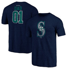 Seattle Mariners Father's Day Greatest Dad Tri-Blend T-Shirt - Navy T-shirts