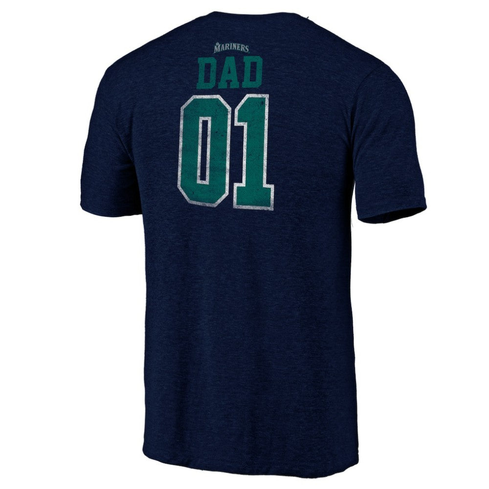 Seattle Mariners Father's Day Greatest Dad Tri-Blend T-Shirt - Navy T-shirts