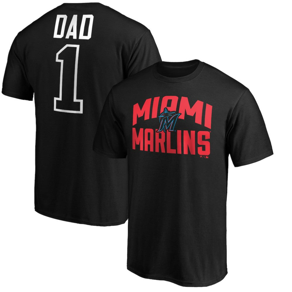 Miami Marlins Father's Day #1 Dad T-Shirt - Black T-shirts
