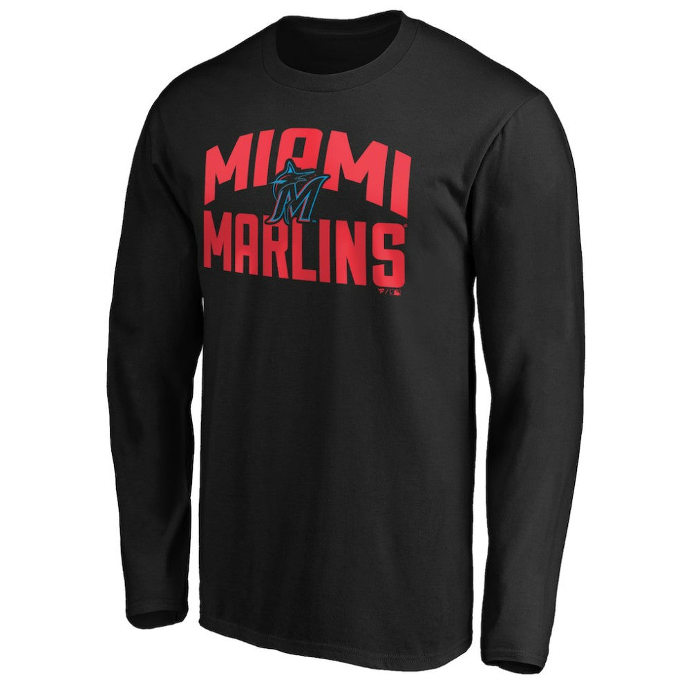 Miami Marlins Father's Day #1 Dad Long Sleeve T-Shirt - Black T-shirts