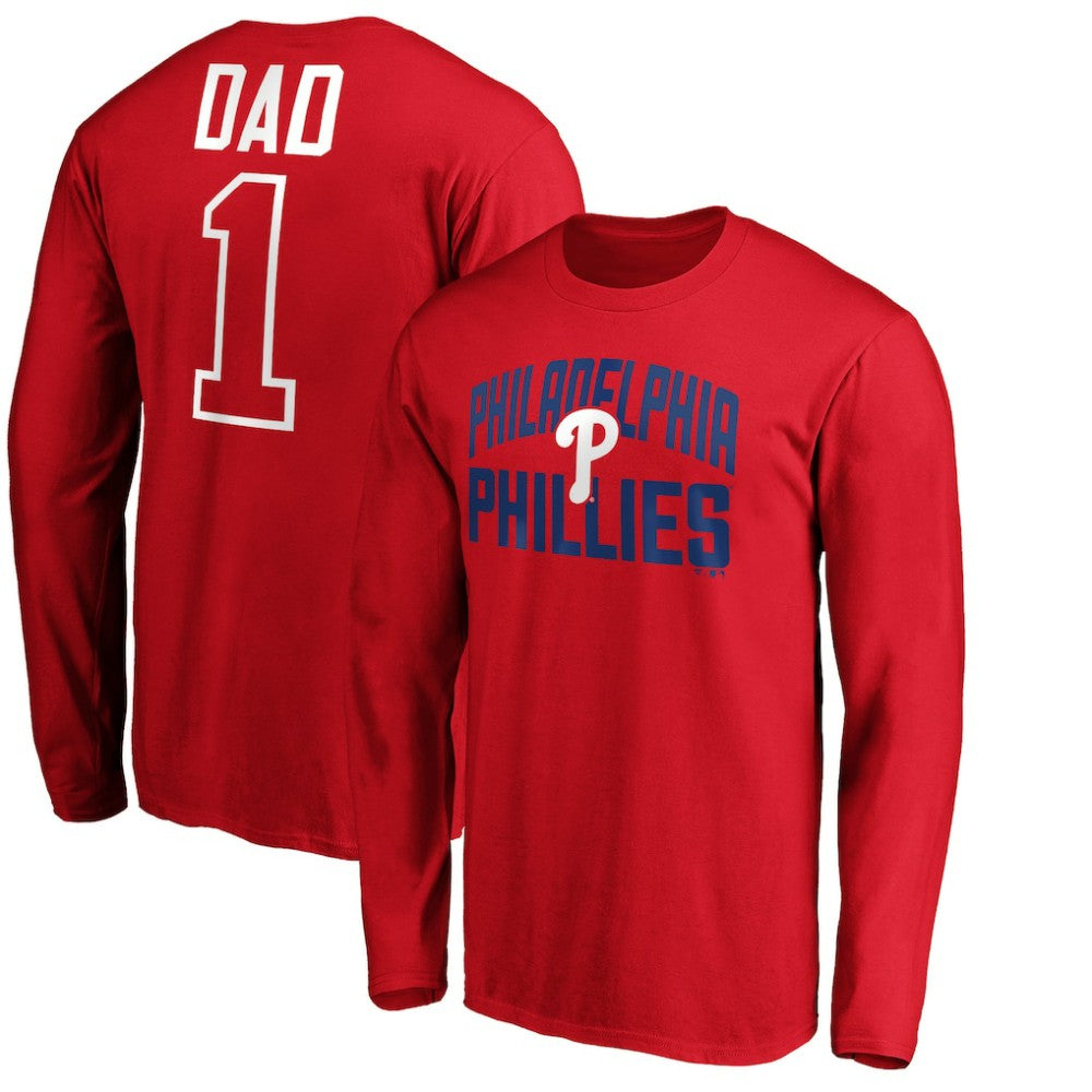 Philadelphia Phillies Father's Day #1 Dad Long Sleeve T-Shirt - Red T-shirts