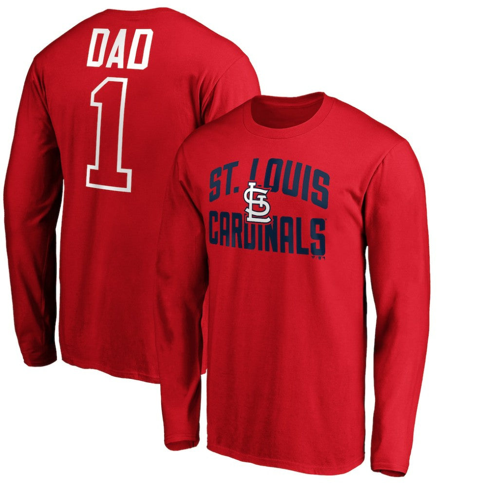 St. Louis Cardinals Father's Day #1 Dad Long Sleeve T-Shirt - Red T-shirts