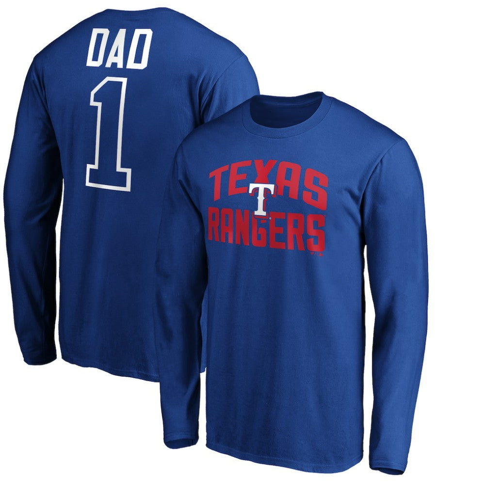 Texas Rangers Father's Day #1 Dad Long Sleeve T-Shirt - Royal T-shirts