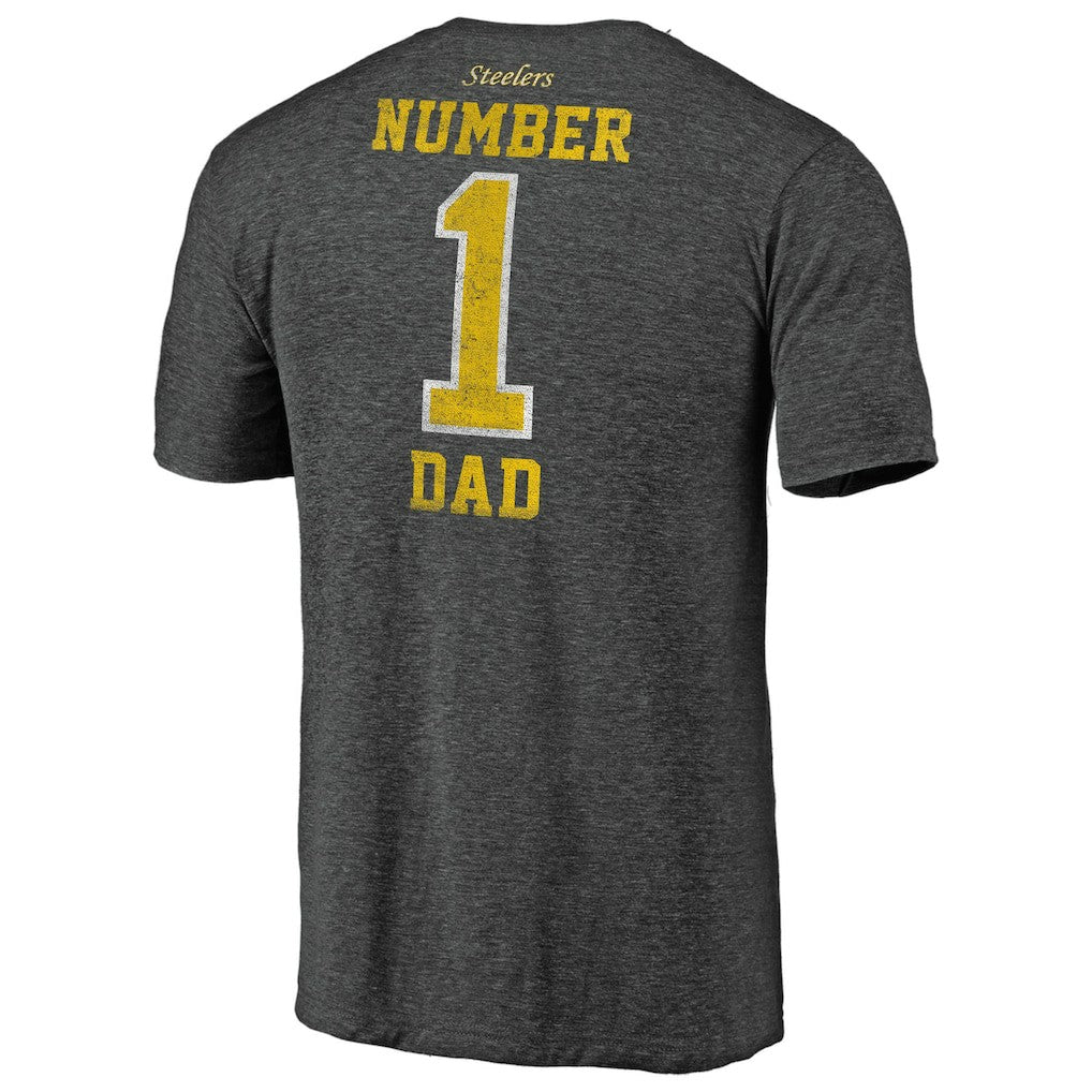 Pittsburgh Steelers #1 Dad Team Logo T-Shirt Charcoal