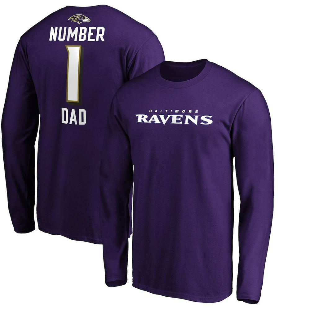 Baltimore Ravens #1 Dad Long Sleeve Team Logo T-Shirt Purple