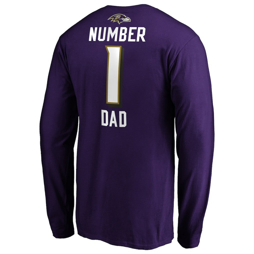 Baltimore Ravens #1 Dad Long Sleeve Team Logo T-Shirt Purple