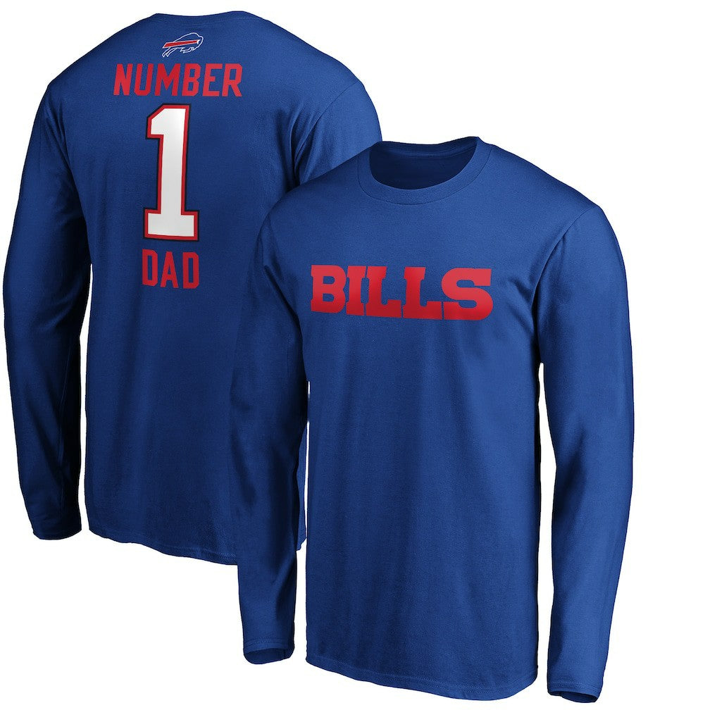 Buffalo Bills #1 Dad Long Sleeve Team Logo T-Shirt Royal