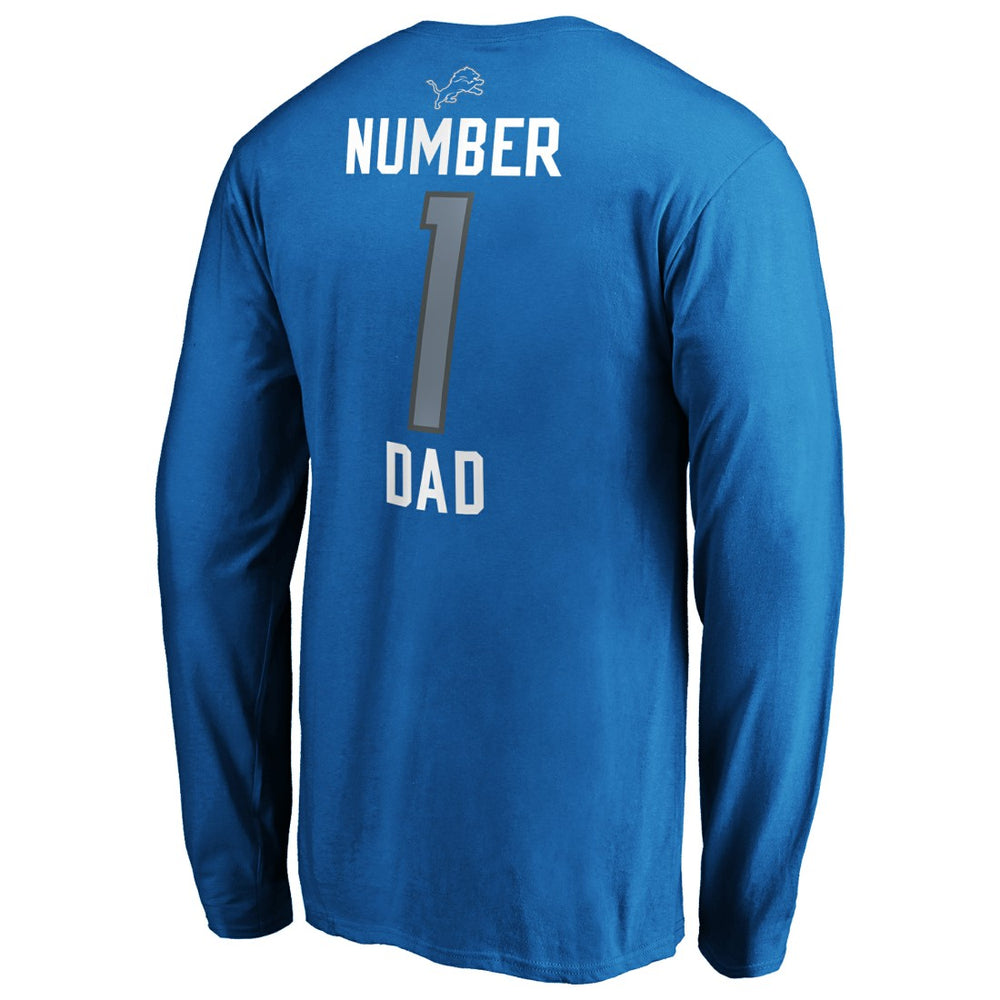 Detroit Lions #1 Dad Long Sleeve Team Logo T-Shirt Blue