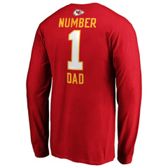 Kansas City Chiefs #1 Dad Long Sleeve Team Logo T-Shirt Red