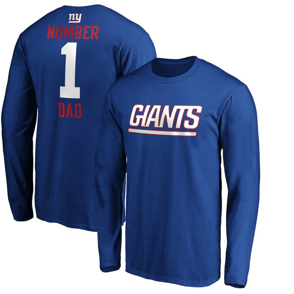 New York Giants #1 Dad Long Sleeve Team Logo T-Shirt Royal