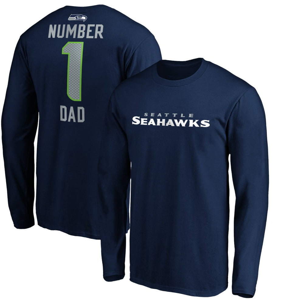 Seattle Seahawks #1 Dad Long Sleeve Team Logo T-Shirt College Navy