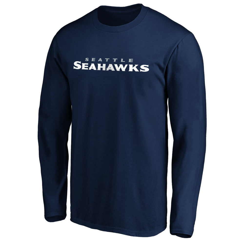 Seattle Seahawks #1 Dad Long Sleeve Team Logo T-Shirt College Navy