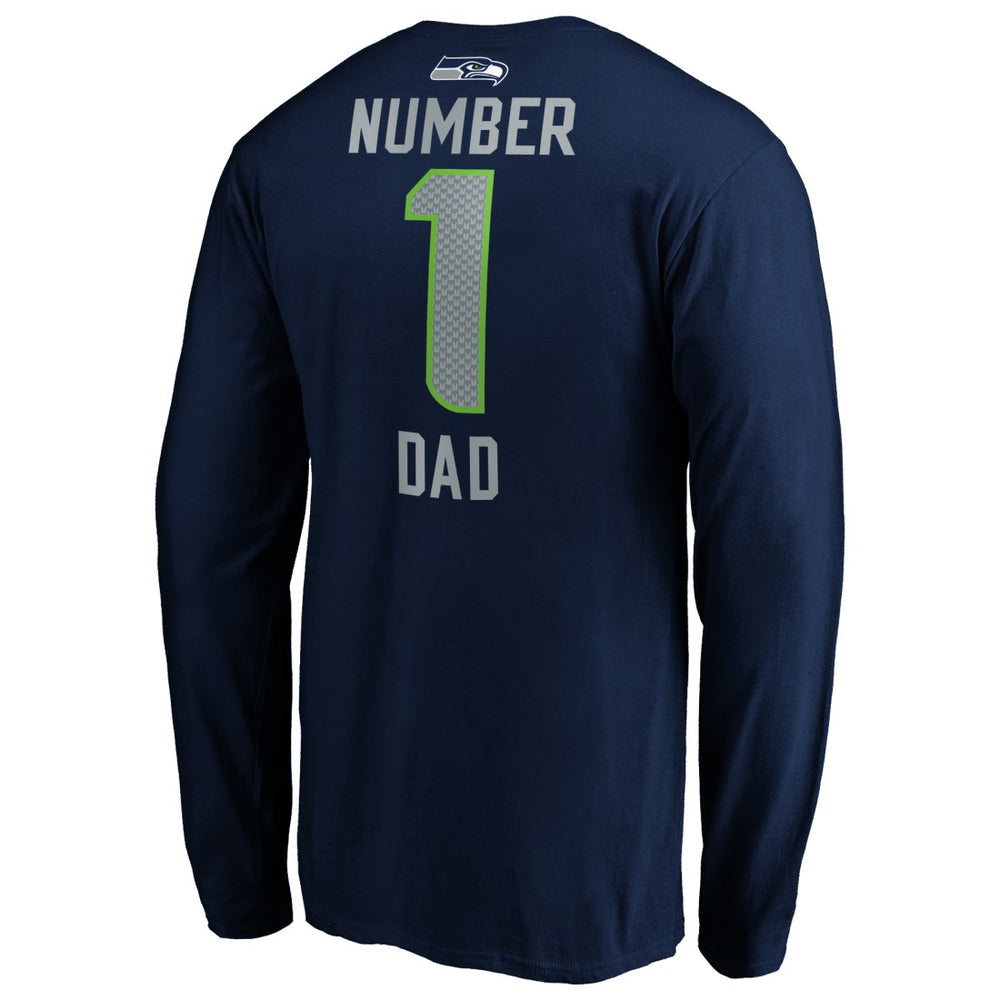 Seattle Seahawks #1 Dad Long Sleeve Team Logo T-Shirt College Navy