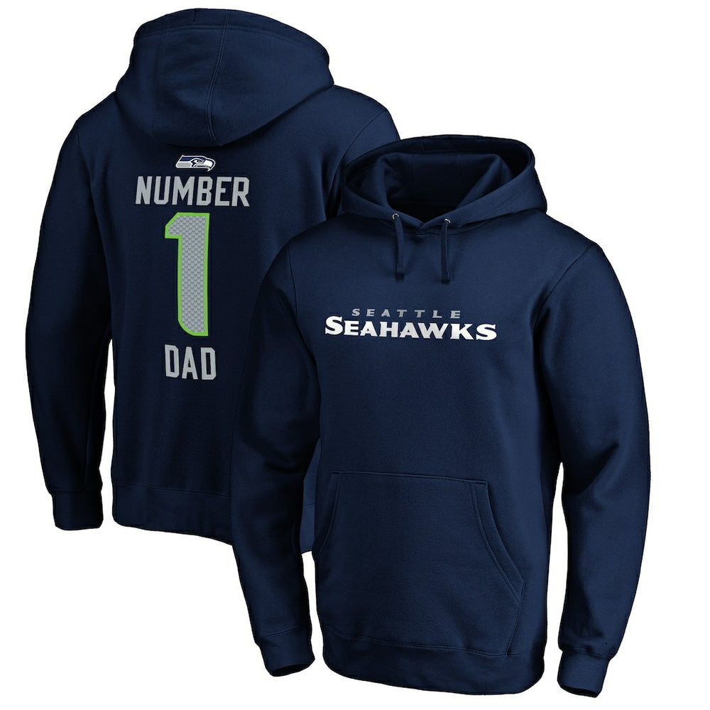 Seattle Seahawks #1 Dad Pullover Hoodie Navy