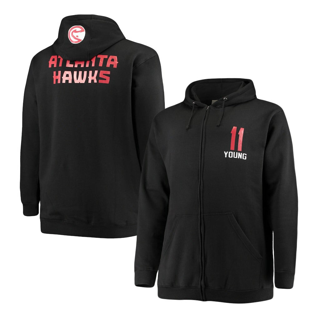 Trae Young Atlanta Hawks Big & Tall Player Name & Number Full-Zip Hoodie Jacket Black