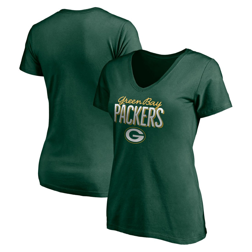 Green Bay Packers Women's Nostalgia V-Neck T-Shirt Green