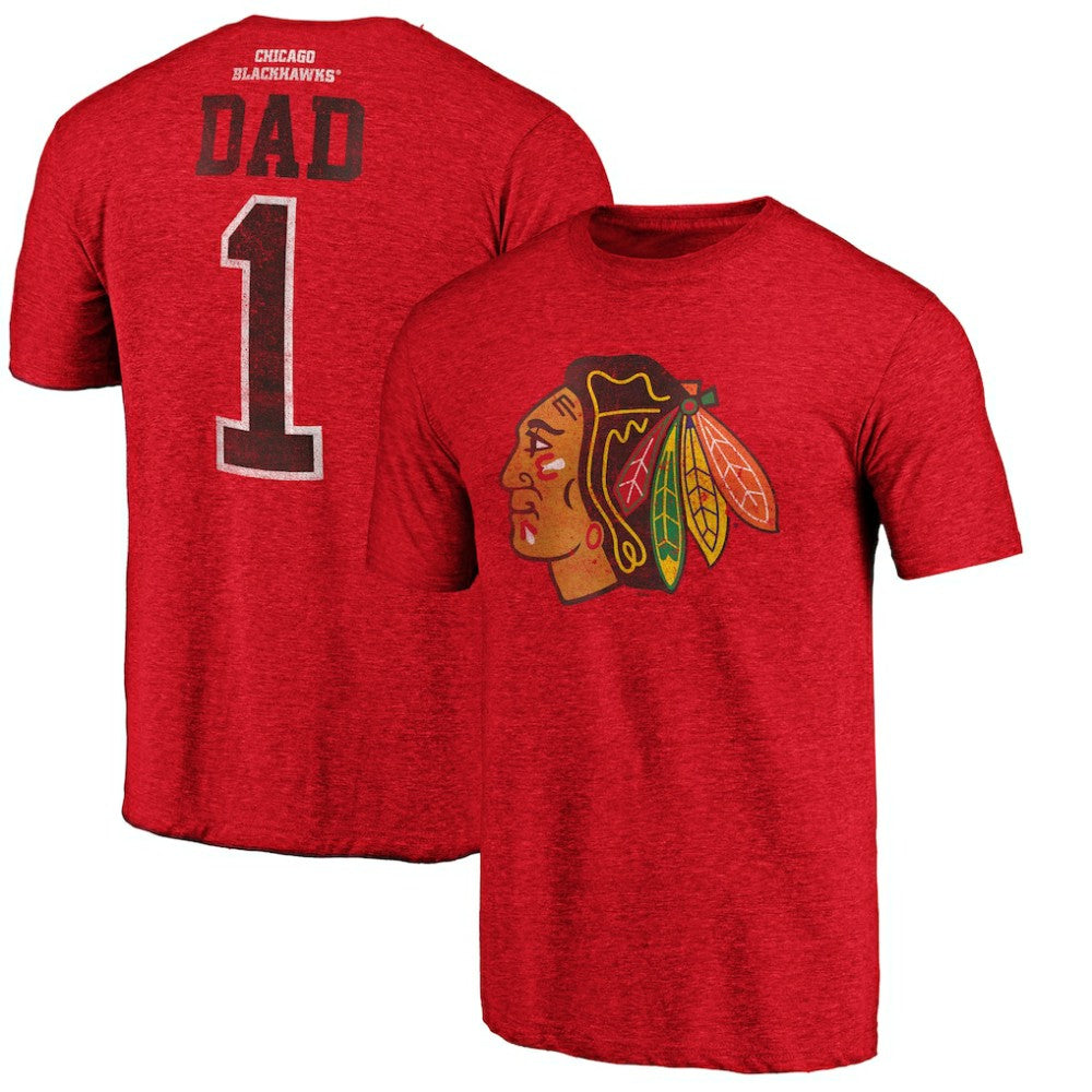 NHL Chicago Blackhawks Greatest Dad Tri-Blend T-Shirt - Red