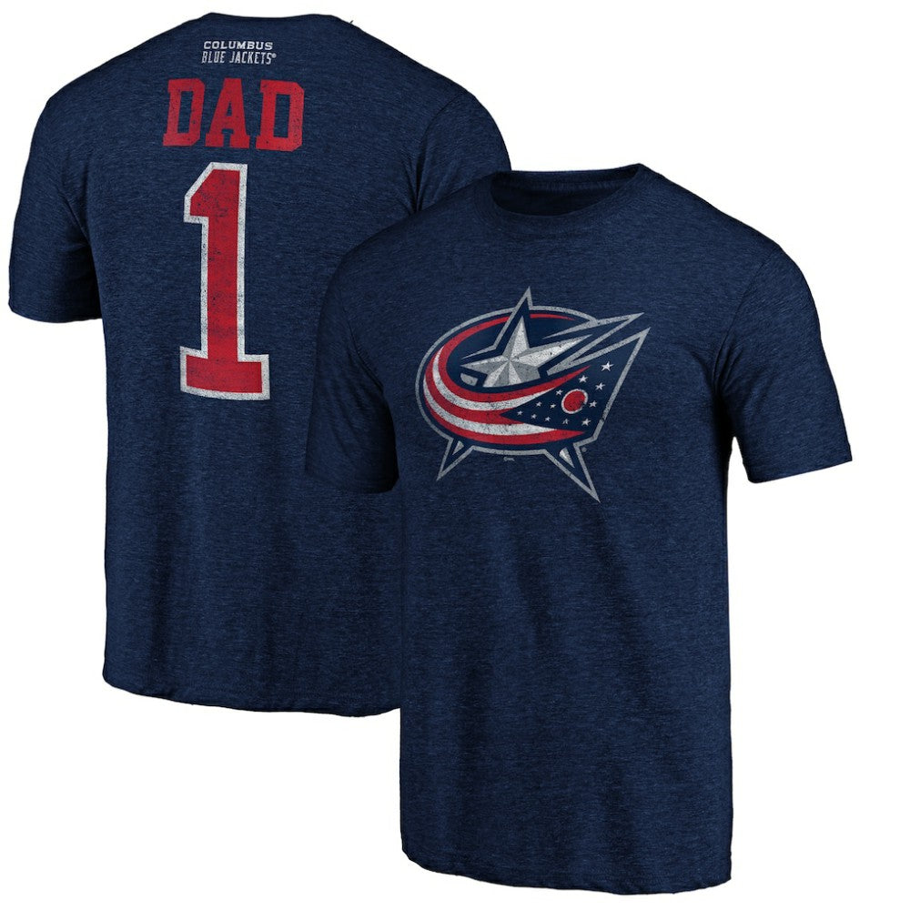 NHL Columbus Blue Jackets Greatest Dad Tri-Blend T-Shirt - Navy