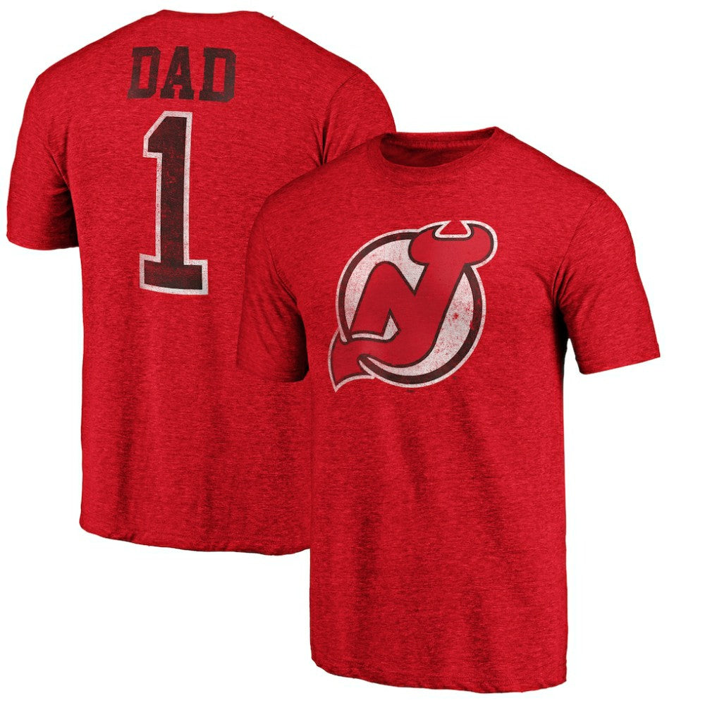 NHL New Jersey Devils Greatest Dad Tri-Blend T-Shirt - Red